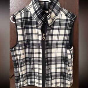 Telluride Black and Ivory Plaid Fleece Zip Front Vest Women's XL